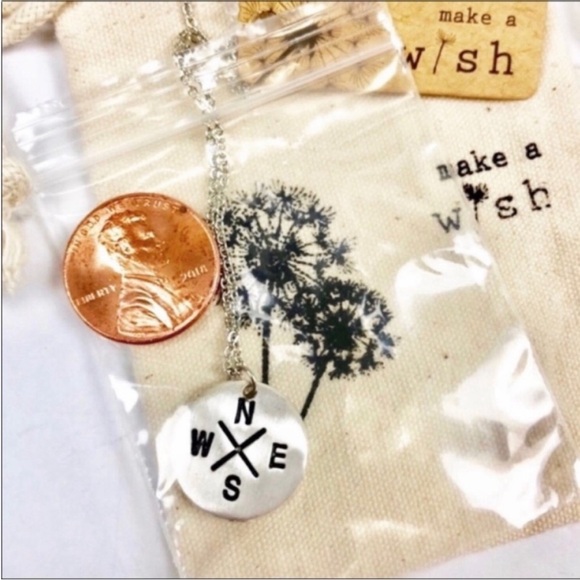 Make a Wish | COMPASS - N S W E silver plated necklace NEW - Picture 4 of 5
